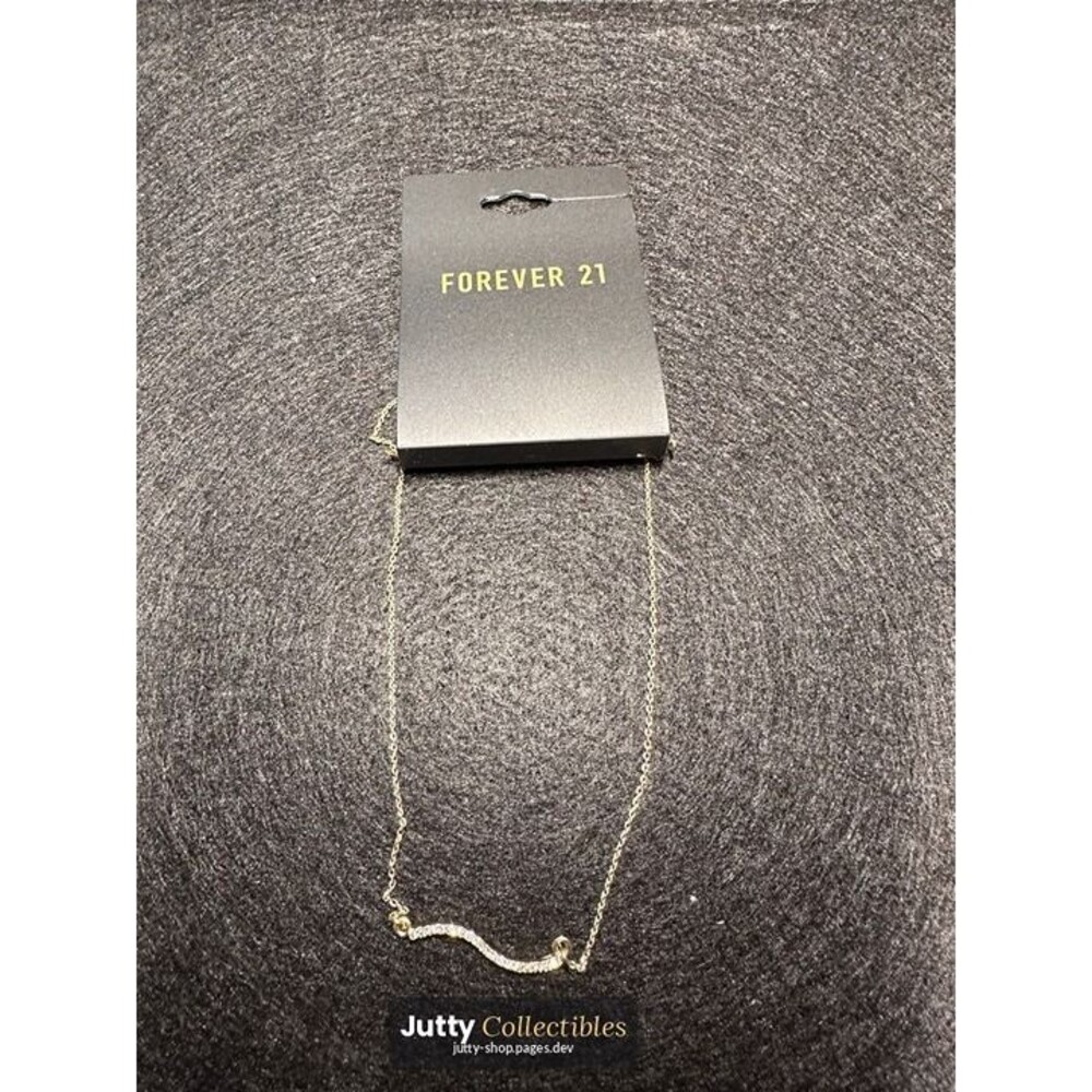 forever 21 gold chain necklace wave pendant dainty nwt